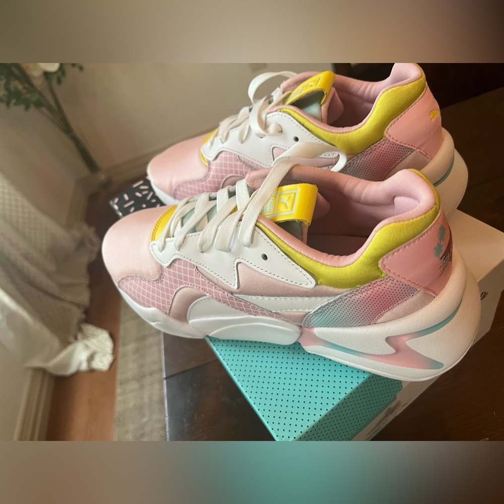 New in box Puma Nova X Barbie shoes.  Puma white-orchid pink.  Size 9.5